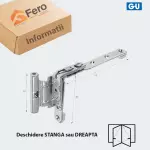 Set 5 Balame Superioare GU dreapta pentru PVC, 9mm,130 kg, capac argintiu